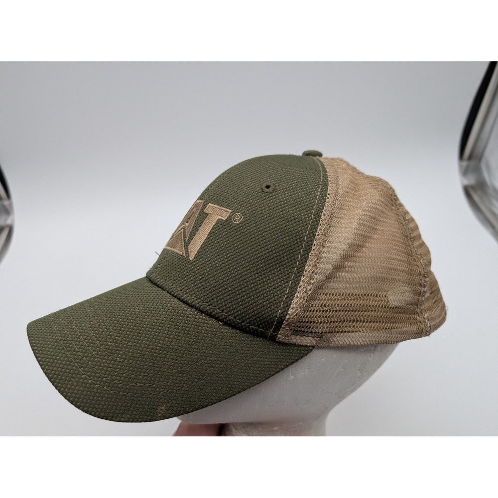 Caterpillar CAT Trucker Hat Olive Green Tan Mesh Back Adjustable Cap EST 1925 - Picture 2 of 4